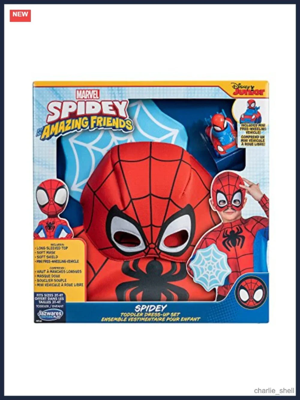 Spidey Toddler Dress-Up Box Long-Sleeved Top Half Mask Web Shield